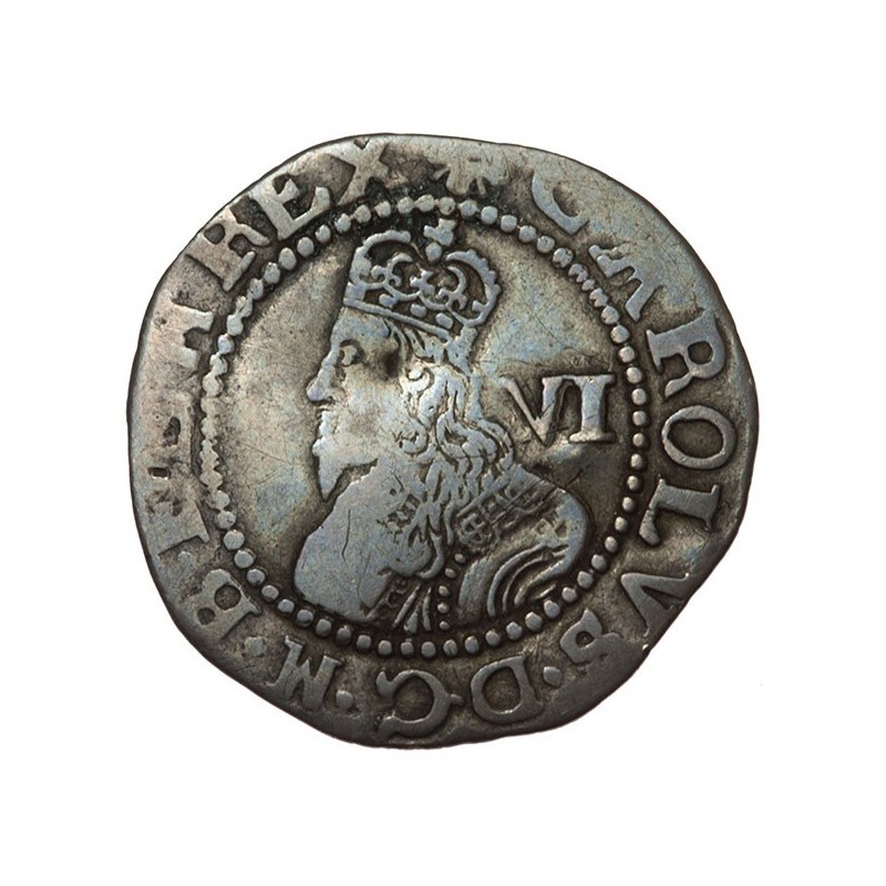 Charles I Exeter Silver Sixpence