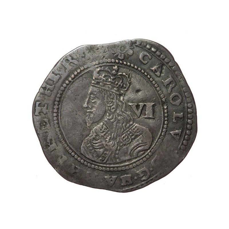 Charles I Exeter Silver Sixpence