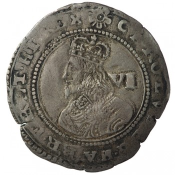 Charles I Exeter Silver Sixpence