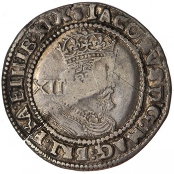James I Silver Shilling - Plume over shield