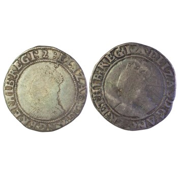 Elizabeth I Silver Shilling x2